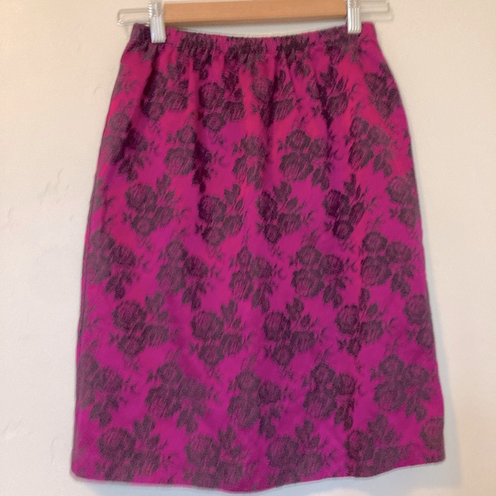 Vintage Fuchsia  Magenta Knee Length Skirt